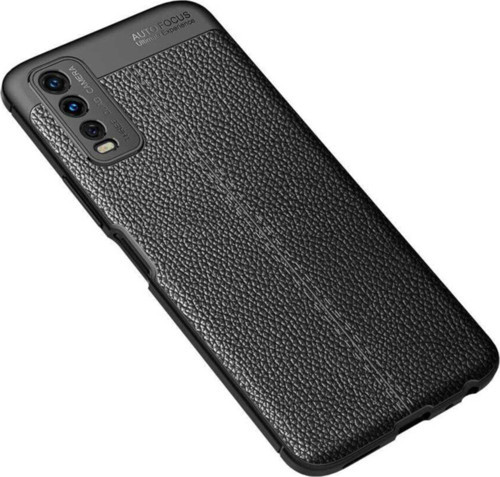 Vivo Y20 Uyumlu Kılıf Niss Silikon Deri Görünümlü Siyah