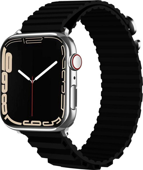 Apple Watch Ultra Ile Uyumlu Kordon 49mm Parçalı Çizgili Tasarım Denouement Kayış Siyah