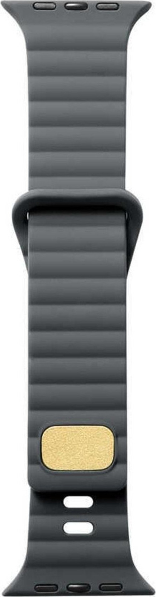 Apple Watch 6 Ile Uyumlu Metal Toka Tasarımlı 42-44mm Strip Kabartmalı Kordon Gri
