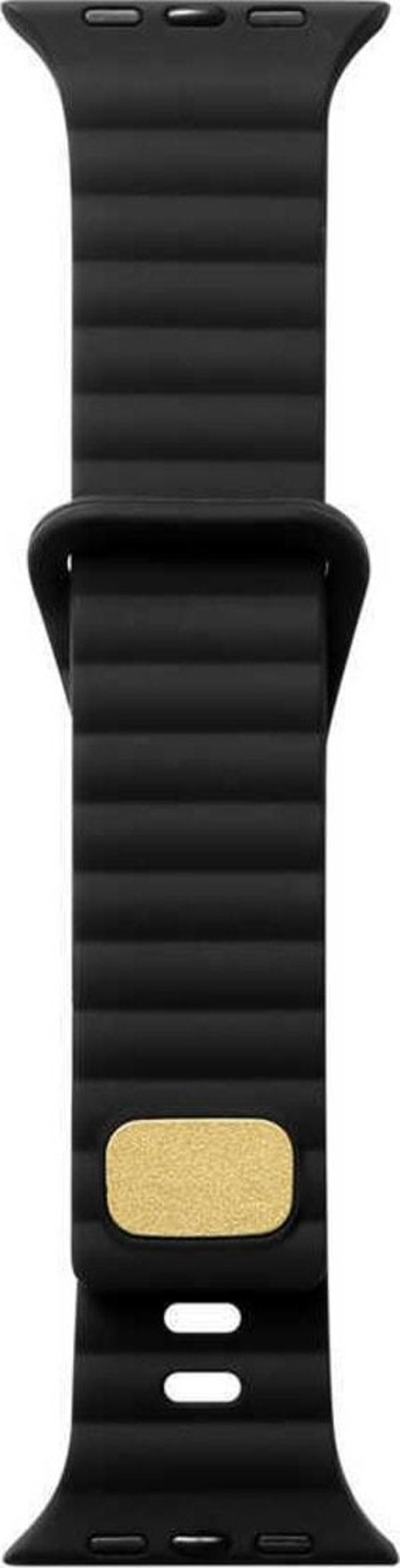Apple Watch Ultra Ile Uyumlu Metal Toka Tasarımlı 49mm Strip Kabartmalı Kordon Siyah