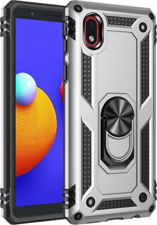 Galaxy A01 Core Shockproof Yüzük Tutuculu Vega Gri