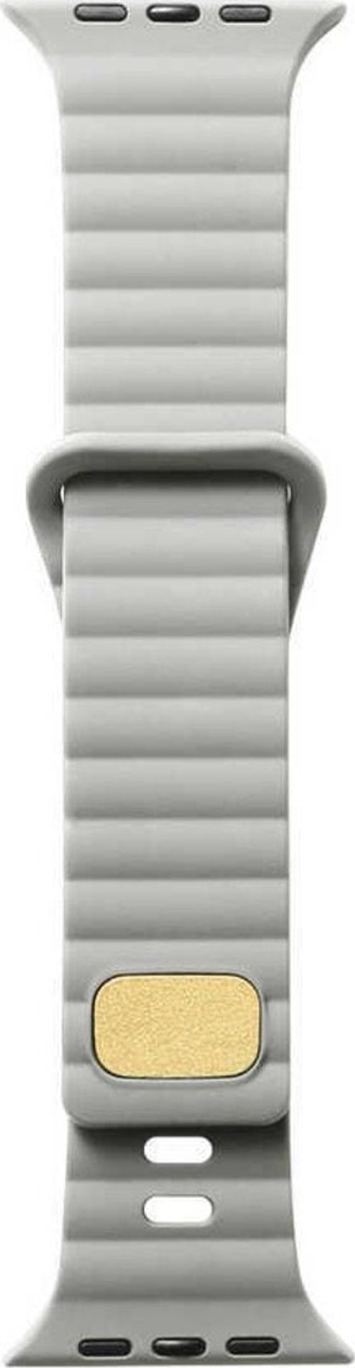 Apple Watch 7 Ile Uyumlu Metal Toka Tasarımlı 41mm Strip Kabartmalı Kordon Krem