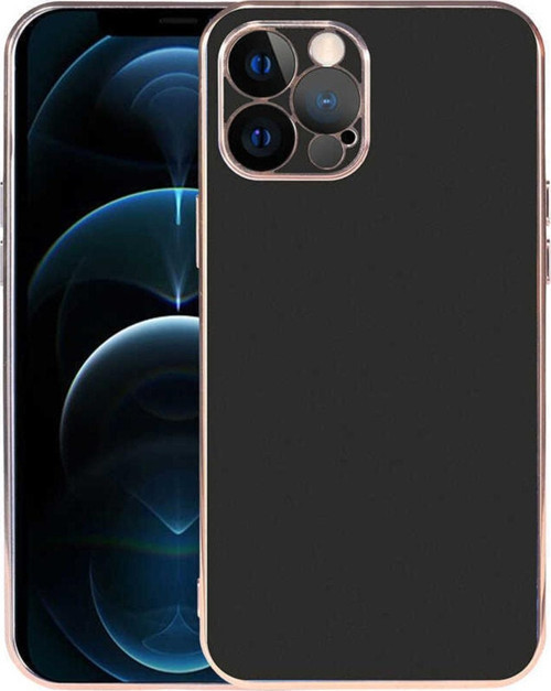 Iphone 12 Pro Ile Uyumlu Kılıf Kamera Korumalı Parlak Renk Tasarımlı Emollient Kılıf Siyah
