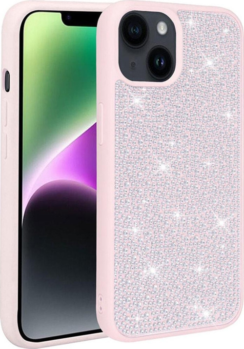 iPhone 14 Plus ile uyumlu Kılıf Parlak Kamera Koruma Çıkıntılı Taşlı Tasarım Z-Ston Kapak