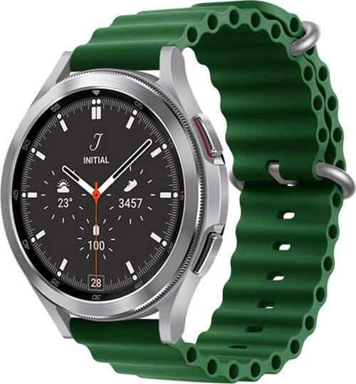 Honor Watch Magic 2 Ile Uyumlu 42mm Uyumlu Quintessential Kabartmalı Metal Tokalı Kordon K.yeşil