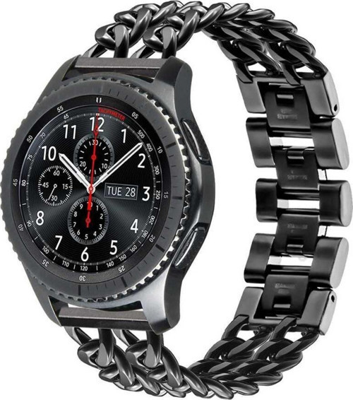 Huawei Watch Gt 3 Pro Ile Uyumlu 46 Mm Kordon Zincir Halkalı Metal Örgülü Siyah