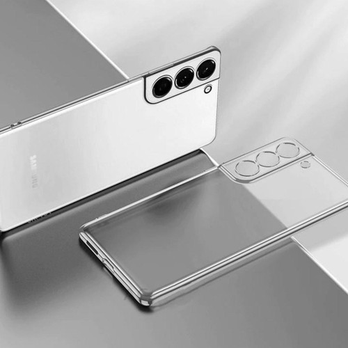 Galaxy S21 Plus Ile Uyumlu Kılıf Dört Köşeli Lazer Şeffaf Gri