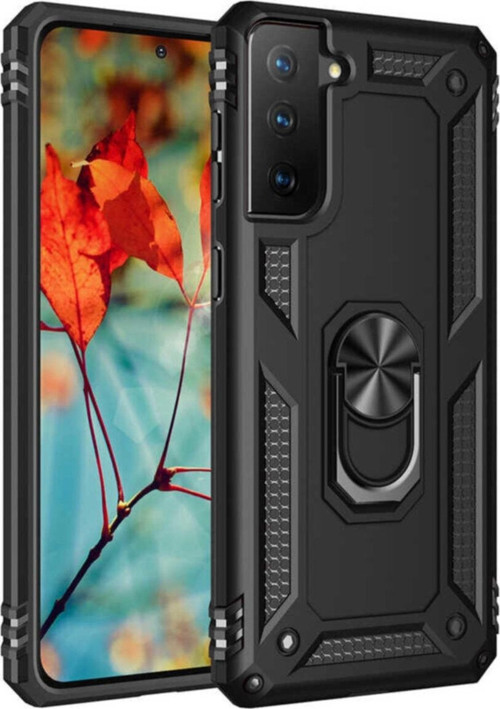 Galaxy S21 Plus Kılıf Shockproof Yüzük Tutuculu Vega Siyah