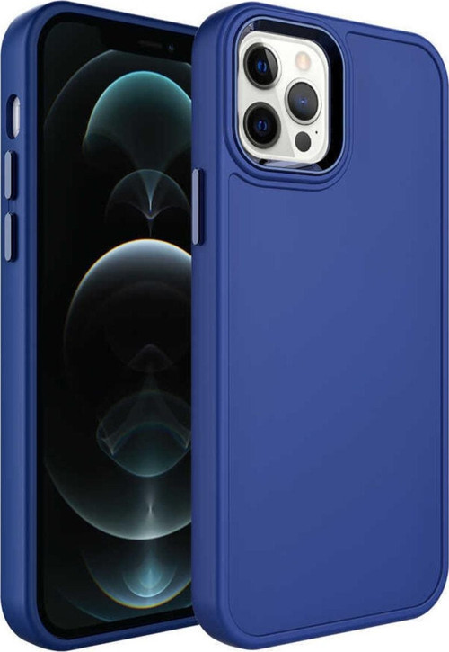 Iphone 14 Pro Ile Uyumlu Kılıf Metal Çerçeve Tasarımlı Pastel Renkli Sert Ebullience Lacivert