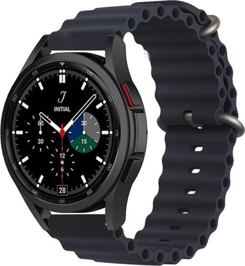 Galaxy Watch Active 2 Ile Uyumlu 40mm Quintessential Kabartmalı Metal Tokalı Kordon Midnight