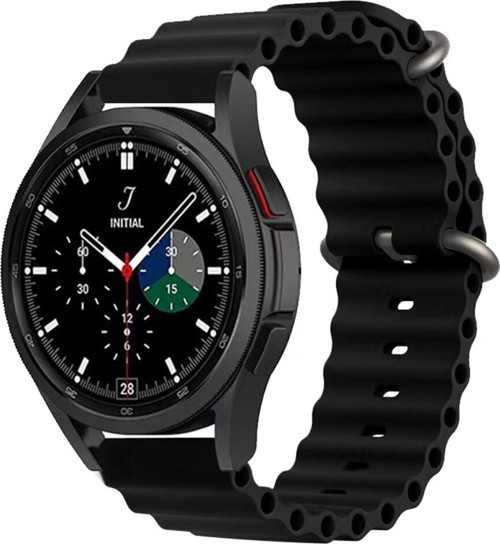 Galaxy Watch Ile Uyumlu 42mm Ile Uyumlu Quintessential Kabartmalı Metal Tokalı Kordon Siyah