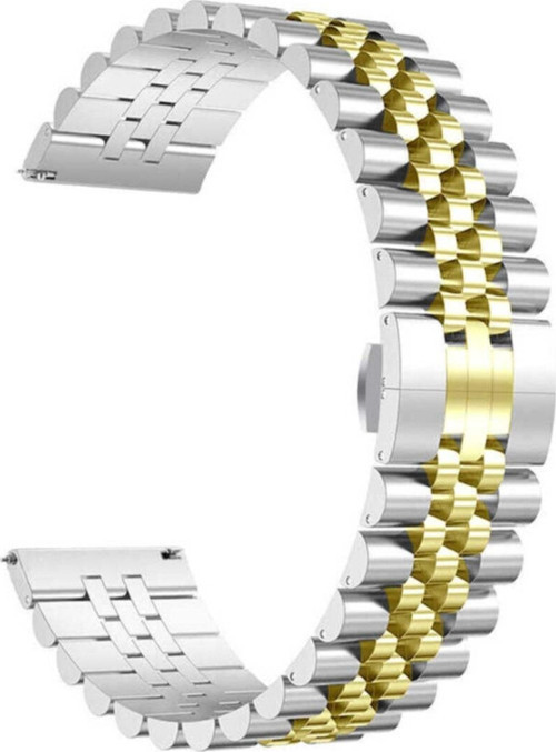 Gear S3 22mm Parlak Metal Klipsli Kordon Gümüş-gold