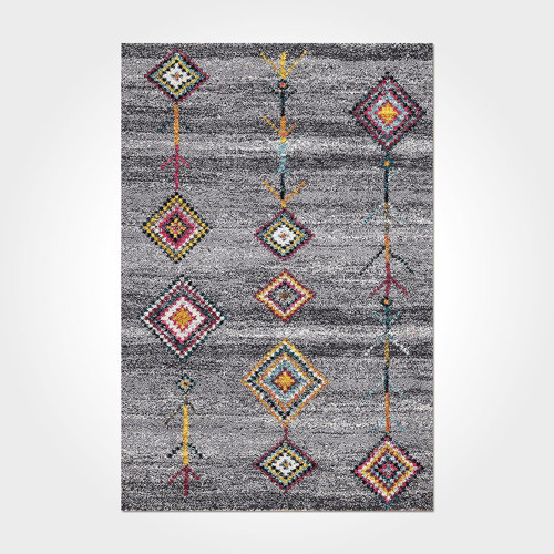 Charli Geometrik Gri Polyester Dikdörtgen Modern Desenli Pamuk Makinada Yıkanabilir Hav Toz Vermez Leke Tutmayan Kaymaz Taban Dijital Makine Baskı Salon Yolluk Mutfak Halı
