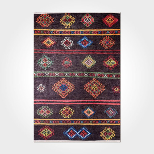 Bianca Geometrik Kahverengi Pamuk Dikdörtgen Modern Desenli Pamuk Makinada Yıkanabilir Hav Toz Vermez Leke Tutmayan Kaymaz Taban Dijital Makine Baskı Salon Yolluk Mutfak Halı