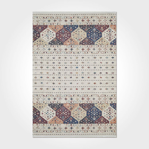 Paris Geometrik Krem Polyester Dikdörtgen Modern Desenli Pamuk Makinada Yıkanabilir Hav Toz Vermez Leke Tutmayan Kaymaz Taban Dijital Makine Baskı Salon Yolluk Mutfak Halı