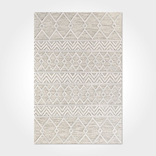 Alicia Geometrik Krem Polyester Dikdörtgen Modern Desenli Pamuk Makinada Yıkanabilir Hav Toz Vermez Leke Tutmayan Kaymaz Taban Dijital Makine Baskı Salon Yolluk Mutfak Halı