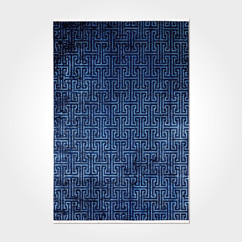 Eliana Geometrik Mavi Polyester Dikdörtgen Modern Desenli Pamuk Makinada Yıkanabilir Hav Toz Vermez Leke Tutmayan Kaymaz Taban Dijital Makine Baskı Salon Yolluk Mutfak Halı