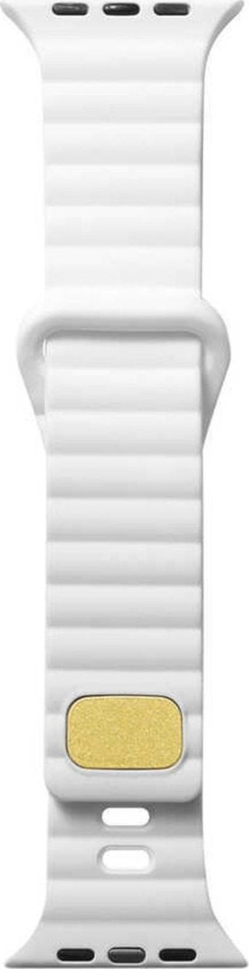 Apple Watch 3 Ile Uyumlu Metal Toka Tasarımlı 38-40mm Strip Kabartmalı Kordon Beyaz