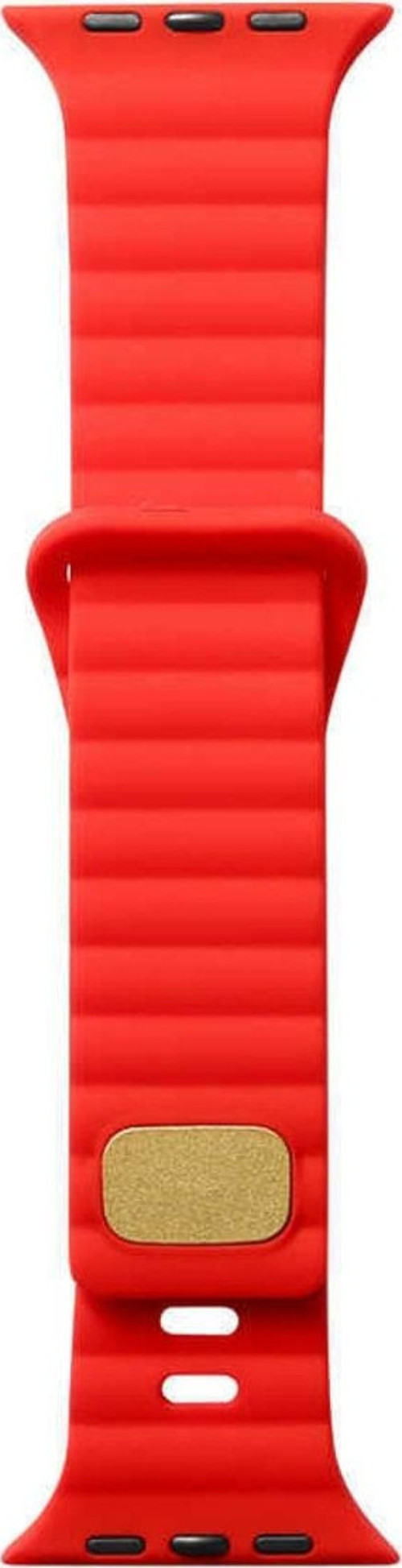 Apple Watch 3 Ile Uyumlu Metal Toka Tasarımlı 42-44mm Strip Kabartmalı Kordon Kırmızı