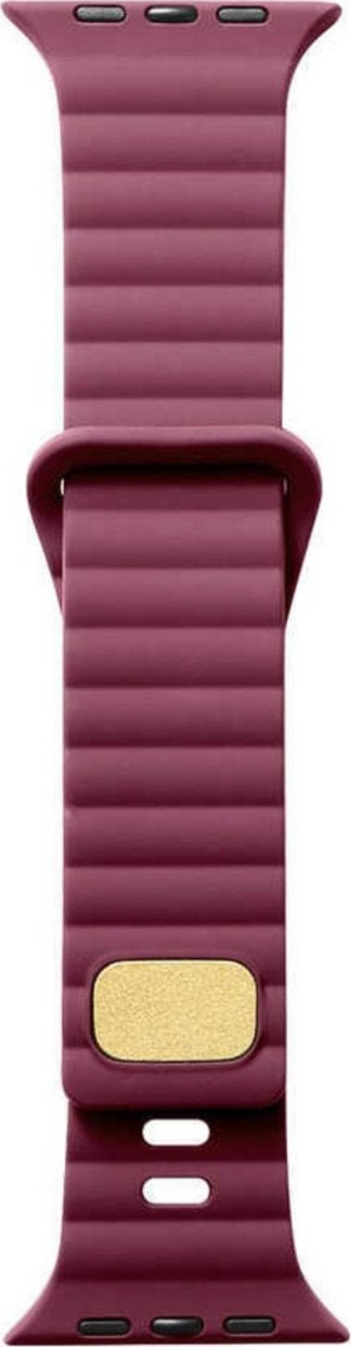 Apple Watch 3 Ile Uyumlu Metal Toka Tasarımlı 42-44mm Strip Kabartmalı Kordon Mürdüm