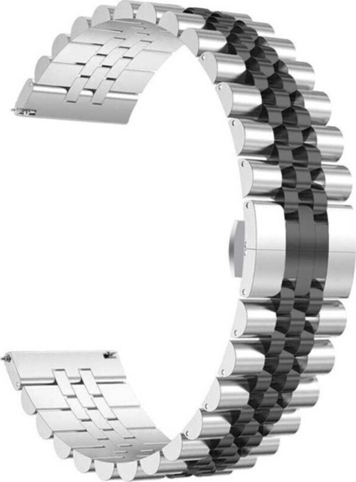 Apple Watch 38mm Parlak Metal Klipsli Kordon Gümüş-siyah
