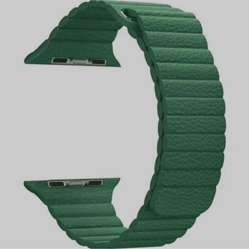 Apple Watch Için 40mm Deri Mıknatıslı Kayış Leather Loop Kordon Koyu Yeşil