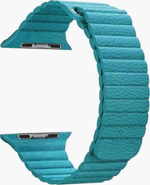 Apple Watch Için 42mm Deri Mıknatıslı Kayış Leather Loop Kordon Turkuaz