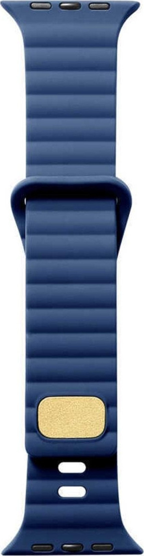 Apple Watch 4 Ile Uyumlu Metal Toka Tasarımlı 38-40mm Strip Kabartmalı Kordon Lacivert