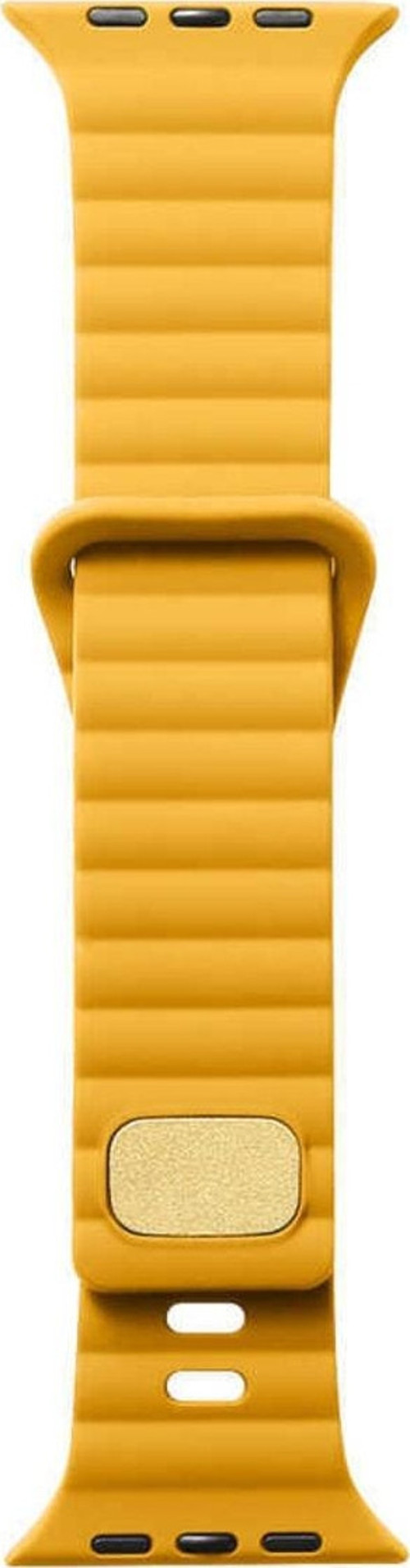 Apple Watch 4 Ile Uyumlu Metal Toka Tasarımlı 38-40mm Strip Kabartmalı Kordon Sarı