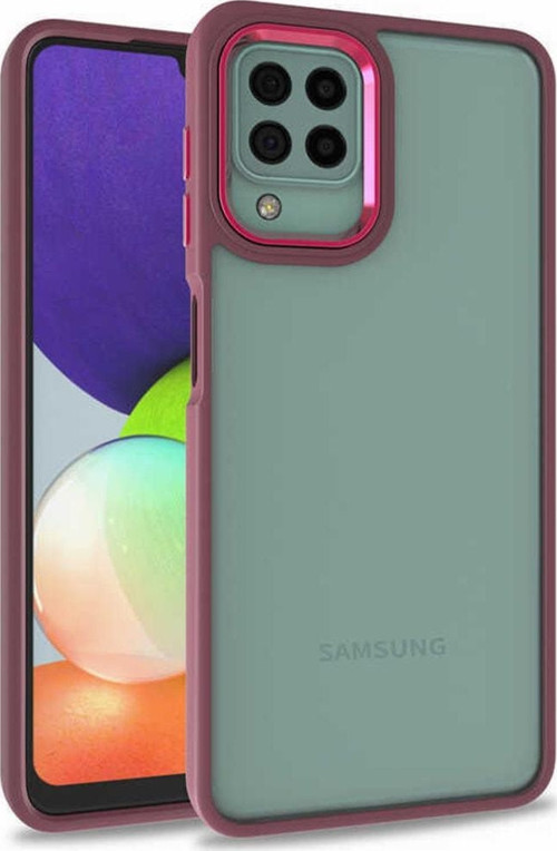 Galaxy M22 Ile Uyumlu Kılıf Kontrast Renk Tasarımlı Cynosure Kapak Kırmızı