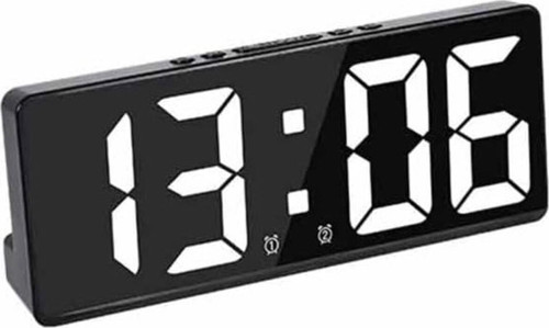 Büyük Led Ekranlı Alarmlı Siyah Masa Saati Multi Fonksiyonel Parlaklık Ayarı 17cm x 7cm F6628