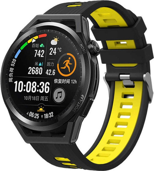 Galaxy Watch 3 45mm Grealish Delikli Silikon Kordon Siyah - Sarı