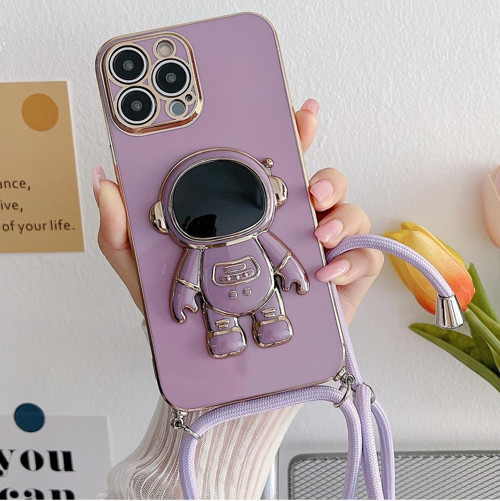 Galaxy S22 Ultra ile Uyumlu Ipli Boyun Askılı Astronot Figürlü Silikon Kılıf Pastel Renkli Kılıf