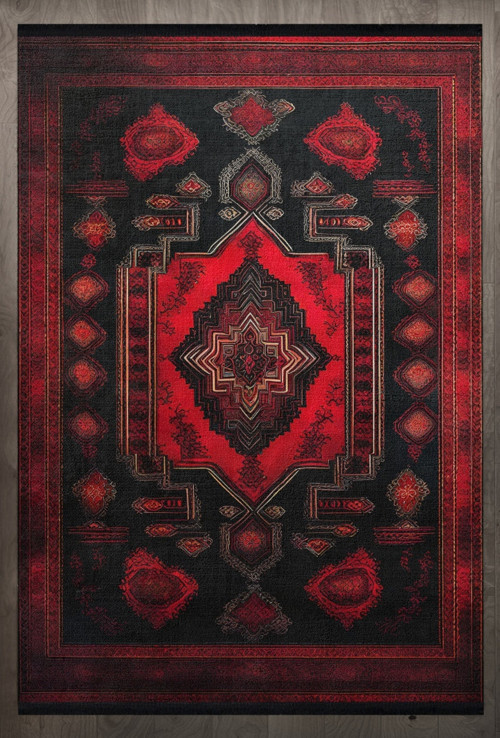 Göbekli Kırmızı Pamuk Dikdörtgen Modern Desenli Pamuk Makinada Yıkanabilir Hav Toz Vermez Leke Tutmayan Kaymaz Taban Dijital Makine Baskı Salon Yolluk Mutfak Halı