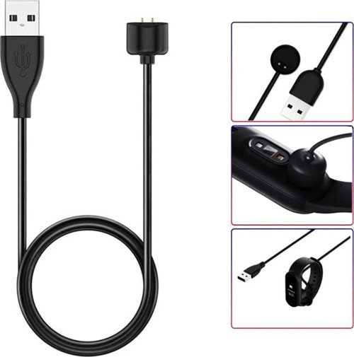 Xiaomi Mi Band 5 Ile Uyumlu Akıllı Saat Şarj Kablosu Manyetik Usb Şarj Aleti Siyah