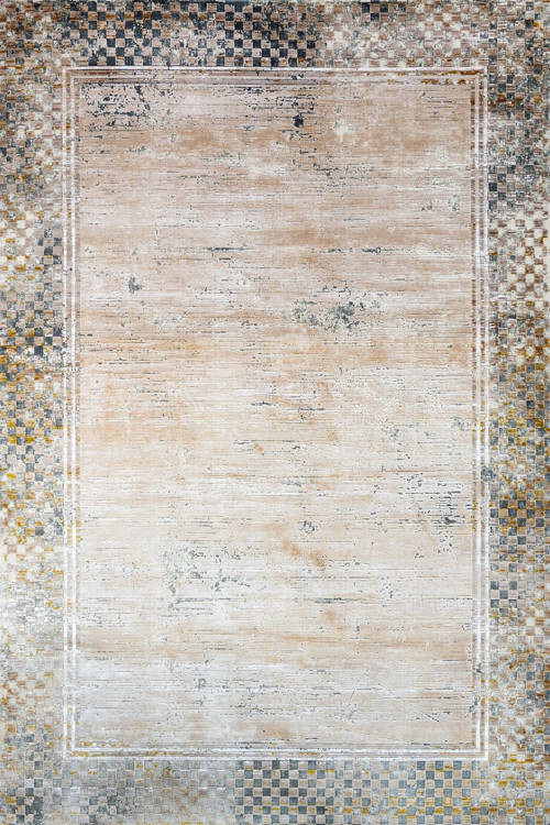 Gold Geometrik Etnik Modern Desenli Pamuk Makinada Yıkanabilir Hav Toz Vermez Leke Tutmayan Kaymaz Taban Dijital Makine Baskı Salon Yolluk Mutfak Halı