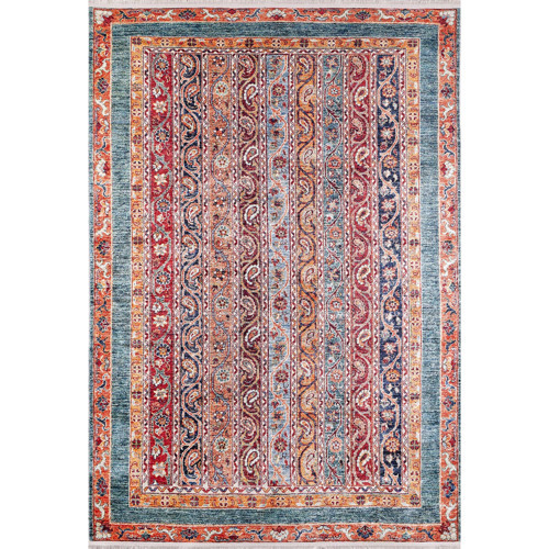 VelikiyeLuki Turuncu Modern Etnik Desenli Makinada Yıkanabilir Hav Toz Vermez Leke Tutmayan Kaymaz Taban Dijital Makine Baskı Salon Yolluk Mutfak Halı