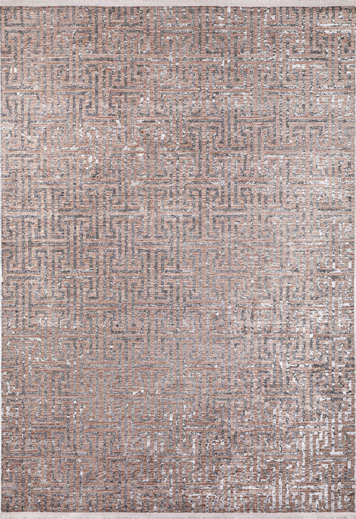 Belebey Gri Modern Etnik Desenli Makinada Yıkanabilir Hav Toz Vermez Leke Tutmayan Kaymaz Taban Dijital Makine Baskı Salon Yolluk Mutfak Halı