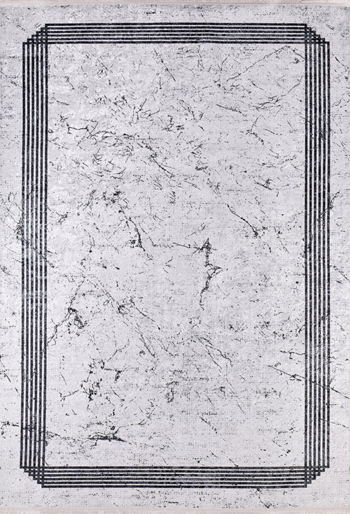 Elmet Gri Çerçeveli Etnik Modern Desenli Makinada Yıkanabilir Hav Toz Vermez Leke Tutmayan Kaymaz Taban Dijital Makine Baskı Salon Yolluk Mutfak Halı