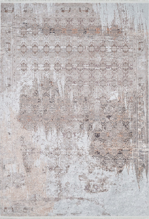 Sahrıza Bej Göbekli Etnik Modern Desenli Makinada Yıkanabilir Hav Toz Vermez Leke Tutmayan Kaymaz Taban Dijital Makine Baskı Salon Yolluk Mutfak Halı