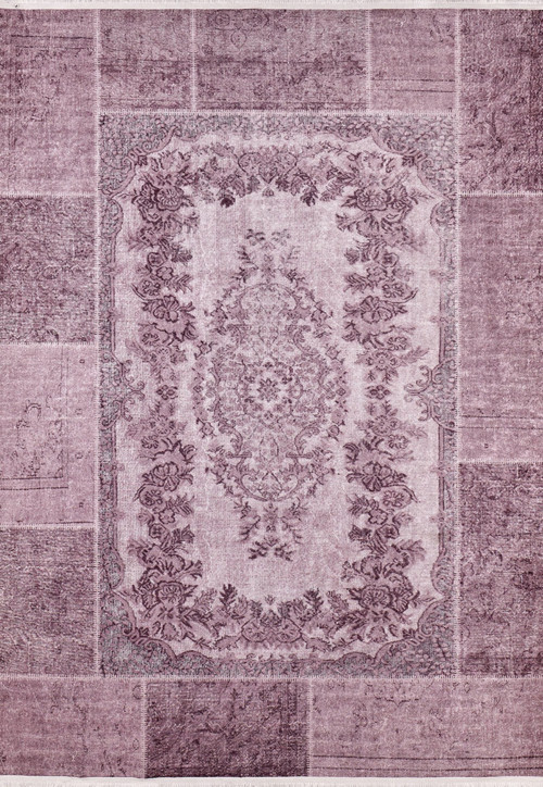 Klintsi Pembe Patchwork Etnik Modern Desenli Pamuk Makinada Yıkanabilir Hav Toz Vermez Leke Tutmayan Kaymaz Taban Dijital Makine Baskı Salon Yolluk Mutfak Halı
