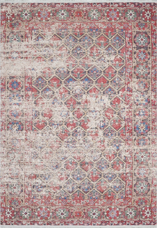Visakhapatnam Kırmızı Modern Etnik Desenli Makinada Yıkanabilir Hav Toz Vermez Leke Tutmayan Kaymaz Taban Dijital Makine Baskı Salon Yolluk Mutfak Halı