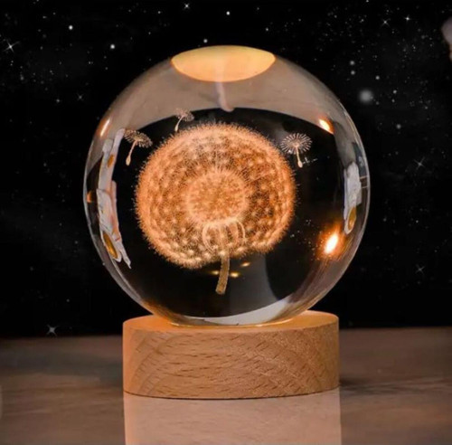 Cam Küre Işıklı Göz Yormayan Masaüstü Aydınlatma Gece Lamba Dekoratif Salon 6cm x 6cm KARAHİNDİBA