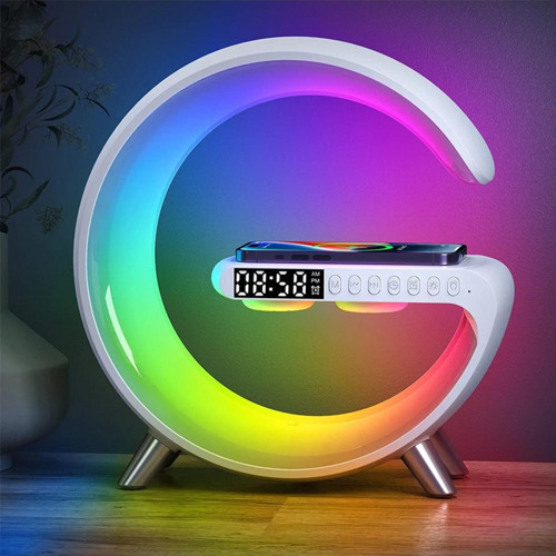 G Akıllı Işık Gündoğumu Çalar Saat 15w Hızlı Kablosuz Şarj Bluetooth Hoparlör N69 22*23*8