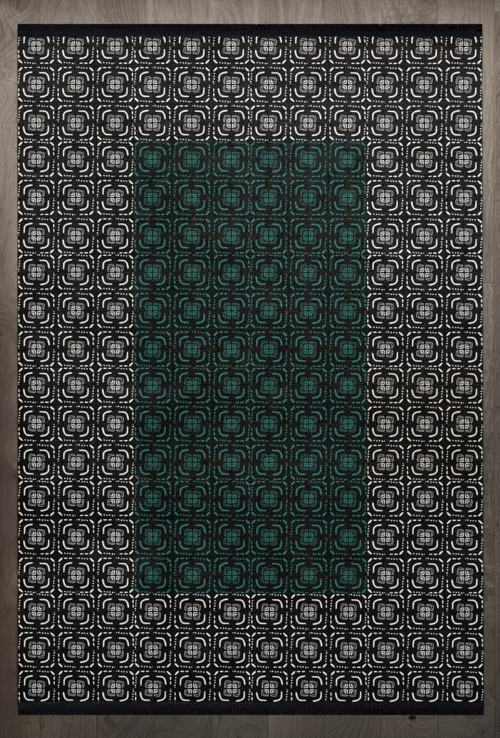 Geometrik Yeşil Pamuk Dikdörtgen Modern Desenli Pamuk Makinada Yıkanabilir Hav Toz Vermez Leke Tutmayan Kaymaz Taban Dijital Makine Baskı Salon Yolluk Mutfak Halı