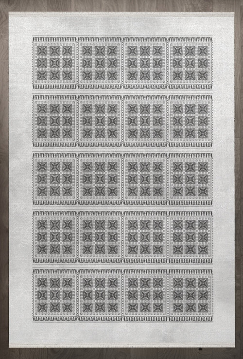 Geometrik Gri Pamuk Dikdörtgen Modern Desenli Pamuk Makinada Yıkanabilir Hav Toz Vermez Leke Tutmayan Kaymaz Taban Dijital Makine Baskı Salon Yolluk Mutfak Halı