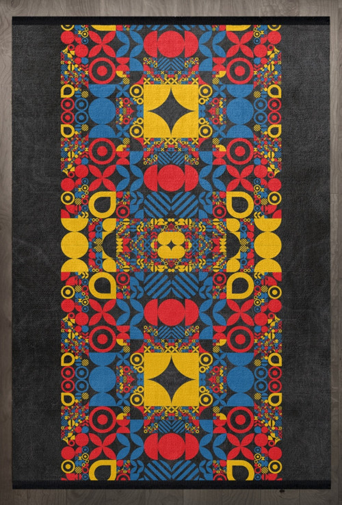 Geometrik Sarı Pamuk Dikdörtgen Modern Desenli Pamuk Makinada Yıkanabilir Hav Toz Vermez Leke Tutmayan Kaymaz Taban Dijital Makine Baskı Salon Yolluk Mutfak Halı