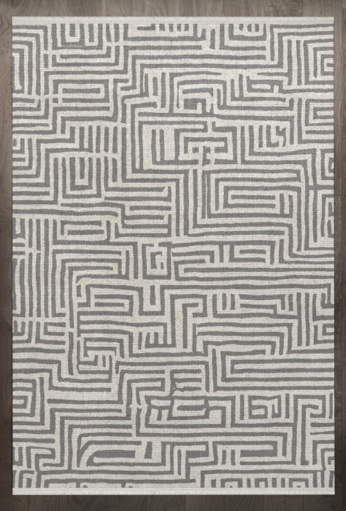 Geometrik Gri Pamuk Dikdörtgen Modern Desenli Pamuk Makinada Yıkanabilir Hav Toz Vermez Leke Tutmayan Kaymaz Taban Dijital Makine Baskı Salon Yolluk Mutfak Halı