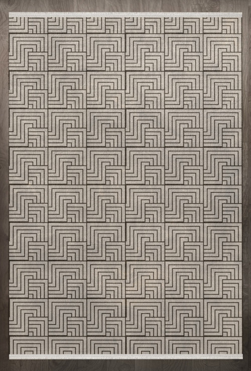 Geometrik Bej Pamuk Dikdörtgen Modern Desenli Pamuk Makinada Yıkanabilir Hav Toz Vermez Leke Tutmayan Kaymaz Taban Dijital Makine Baskı Salon Yolluk Mutfak Halı