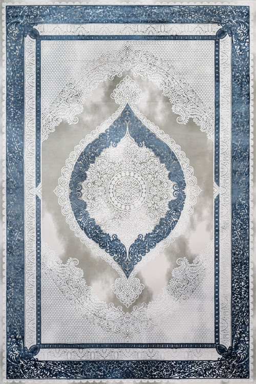 Çerçeveli Gri Pamuk Dikdörtgen Modern Desenli Pamuk Makinada Yıkanabilir Hav Toz Vermez Leke Tutmayan Kaymaz Taban Dijital Makine Baskı Salon Yolluk Mutfak Halı